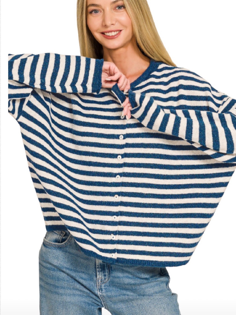 Zenana Striped Relaxedrrr Long Sleeve Top